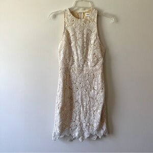 superdown Ivory Lace Halter Mini Dress